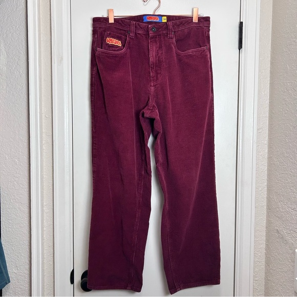 Empyre Relax Corduroy Straight Pants Men 30 (Fits 32x26.5) Red Skate Grunge Y2K - Picture 7 of 7